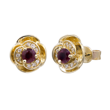 Pendientes en oro con Rubí de Mozambique AAA (CIRARI)