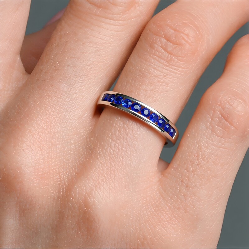 Anello Zaffiro Blu Naturale 9,25 Ratti (8,00 Carati) Certificato AAA++ - Placcato Oro Per Uomo E Donna