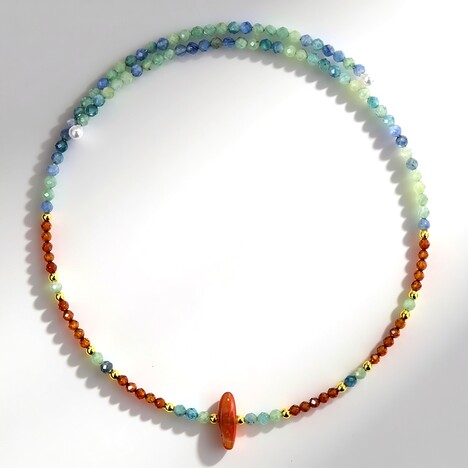Collier ras du cou en acier et Cornaline (Riya)