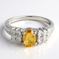 Bague en argent et Quartz champagne