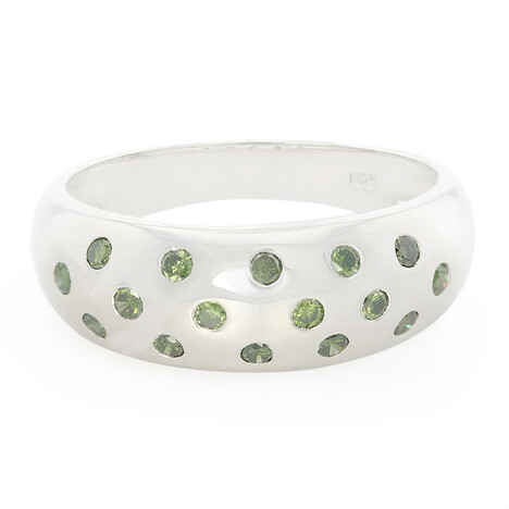 Smaragdgrüner Brillant-Silberring