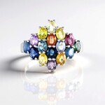Anello in argento con Zaffiro Fancy