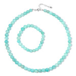 Zilveren set met amazonieten