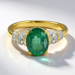 Anello placcato in oro con Smeraldo Bahia