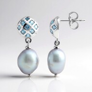 Boucles d'oreilles en argent et Perle de culture d'eau douce argentée (TPC)