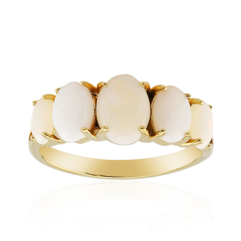 Bague en argent plaqué or, opale blanche d'Australie, 1,149ct