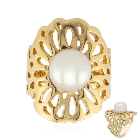 Bague en argent et Perle blanche de culture d'eau douce (TPC)
