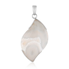White Agate Silver Pendant (Bali Barong)