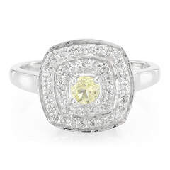 Bague en argent et Danburite jaune néon
