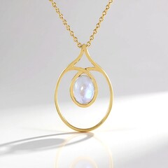 Collana in argento con Pietra di Luna Blu (KM by Juwelo)