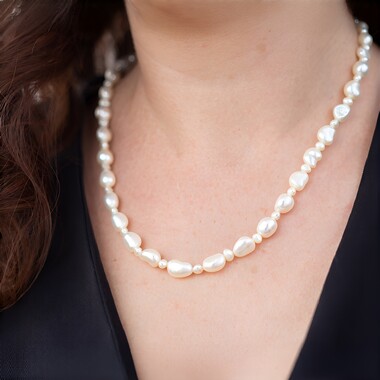 White Freshwater Pearl Silver Necklace (TPC)