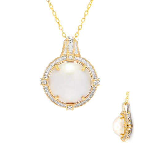 Weiße Mabe-Perlen-Silberhalskette (Gems en Vogue)