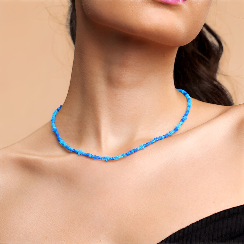 Collana in argento con Opale Blu dell'Etiopia