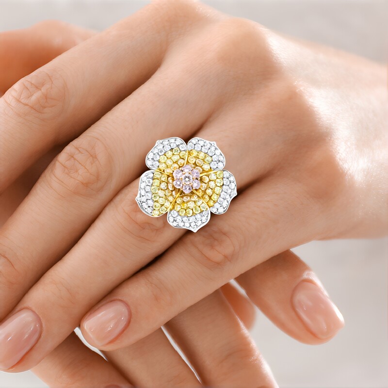 Pinkfarbener I1 Brillant-Goldring (CIRARI)