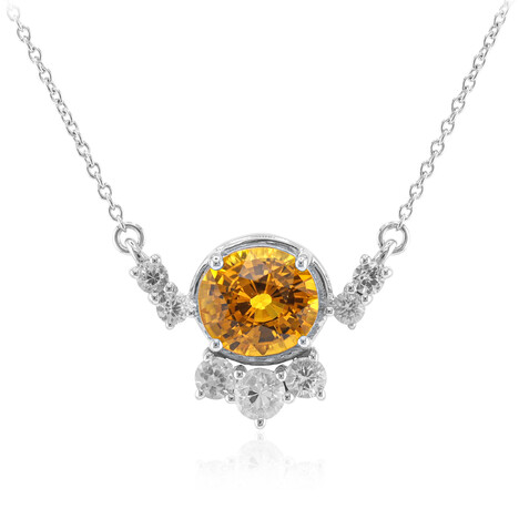 Gouden halsketting met een Ban Ka Cha oranje Saffier