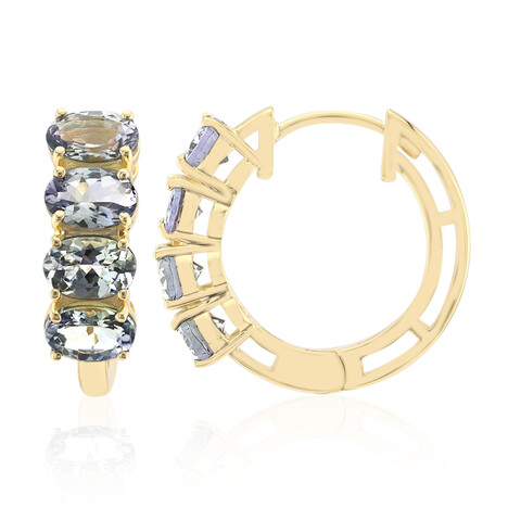 Nicht erhitzter Tansanit-Goldohrringe