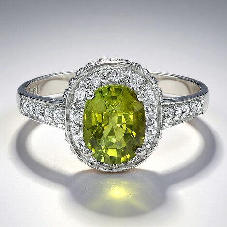 Anello placcato in platino con Tormalina Cuprian