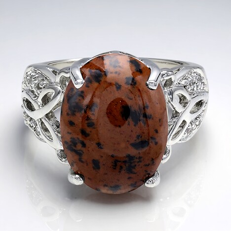 Anello in argento con Ossidiana Mogano