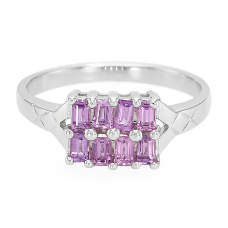 Nicht erhitzter Purpurfarbener Ceylon-Saphir-Silberring