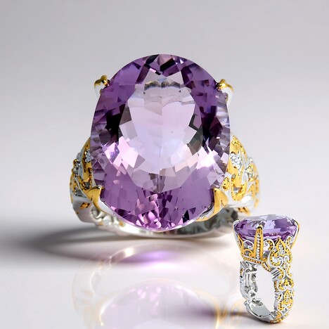 Anello in argento con Ametista Rose de France (Gems en Vogue)