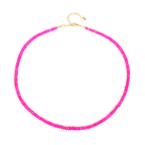Äthiopischer Pinkfarbener Opal-Silberhalskette