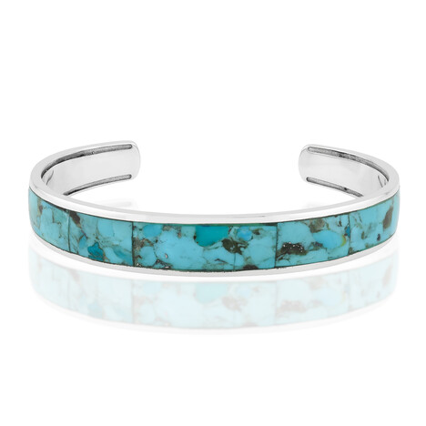 Zilveren armband met Blauwe Kingman Mohave Turkooisen (Jones Lee)