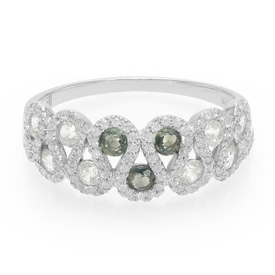 Bague en argent et Saphir vert non chauffé