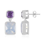 Pendientes en plata con Cuarzo azul lunar