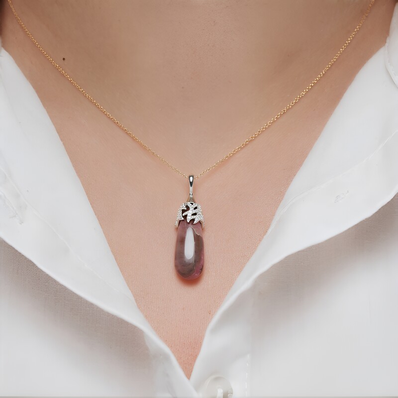 Colgante en plata con Cuarzo guava (MONOSONO COLLECTION)