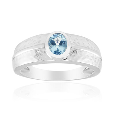 Bague en argent et Aigue-marine du Mozambique (Pallanova)