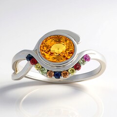 Anello in oro con Zaffiro Arancione Ban Ka Cha