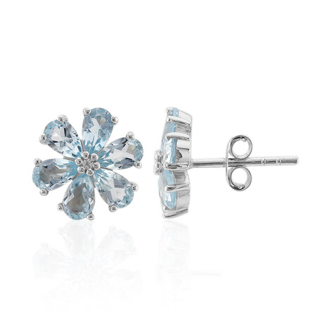 Himmelblauer Topas-Silberohrringe