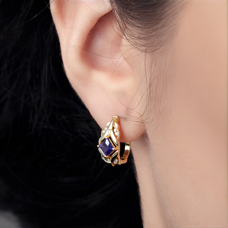 Boucles d'oreilles en or et Tanzanite AAA (de Melo)