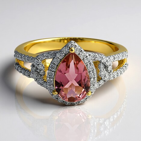 Anello in oro con Tormalina Rosa Brasiliana (Annette)