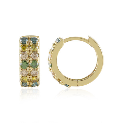 Gouden oorbellen met SI2 Bruine Diamanten