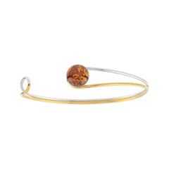 Brazalete en plata con Ámbar báltico cognac