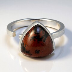 Anello in argento con Ossidiana Mogano