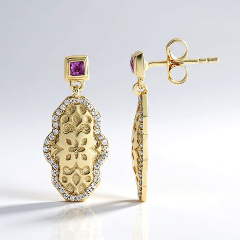 Orecchini in oro con Zaffiro Ceylon Rosa