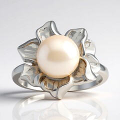 Anello in argento con Perla d'Acqua Dolce Bianca (TPC)