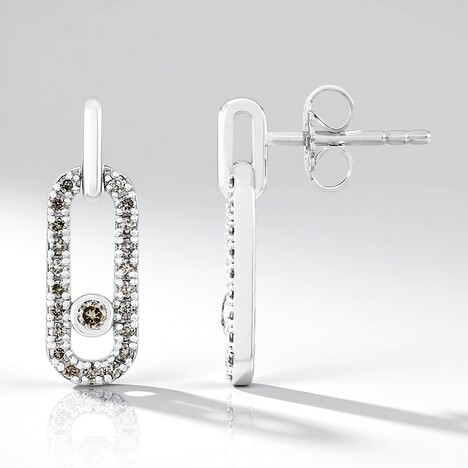 Orecchini in argento con Diamante Cioccolato I2