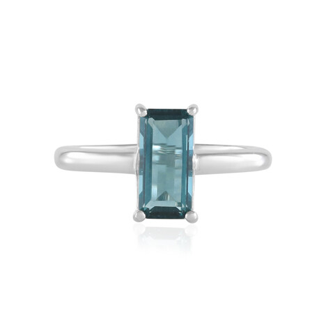 Zilveren ring met een petroleumkleur fluoriet