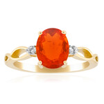 Bague en or et Opale de feu mexicaine AAA