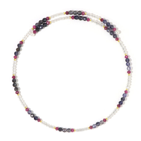 Collana rigida in acciaio con Iolite del Madagascar (Riya)