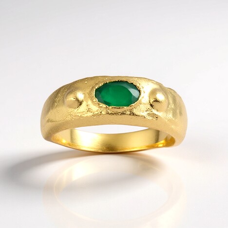 Bague en argent et Onyx vert