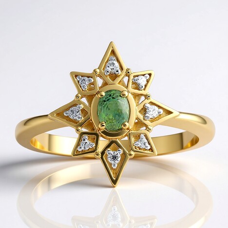Anello in oro con Tanzanite Verde (non riscaldata)