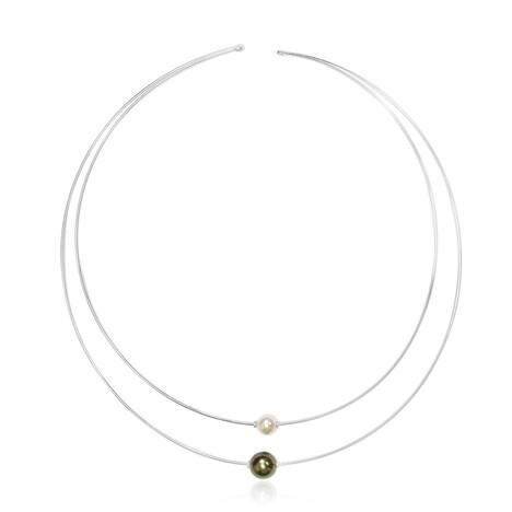 Collana girocollo in argento con Perla Tahitiana (TPC)