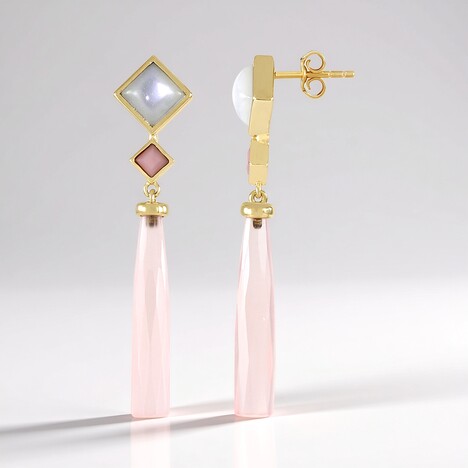 Boucles d'oreilles en argent et Calcédoine rose (KM by Juwelo)
