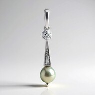 Pendentif en argent et Perle Akoya en platine (TPC)