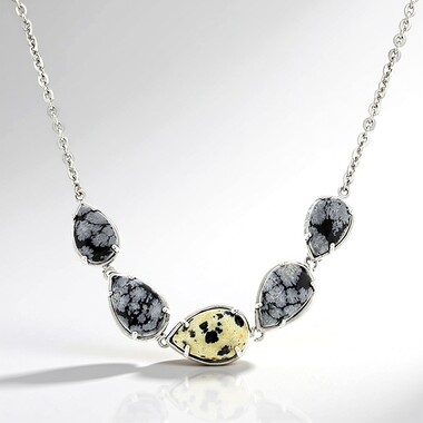 Collana in argento con Diaspro Dalmata