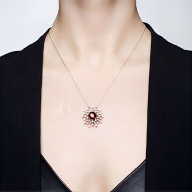 Colgante en plata con Ojo de tigre rojo